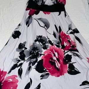 Speechless Asymmetrical Dress in Black and Pink Floral